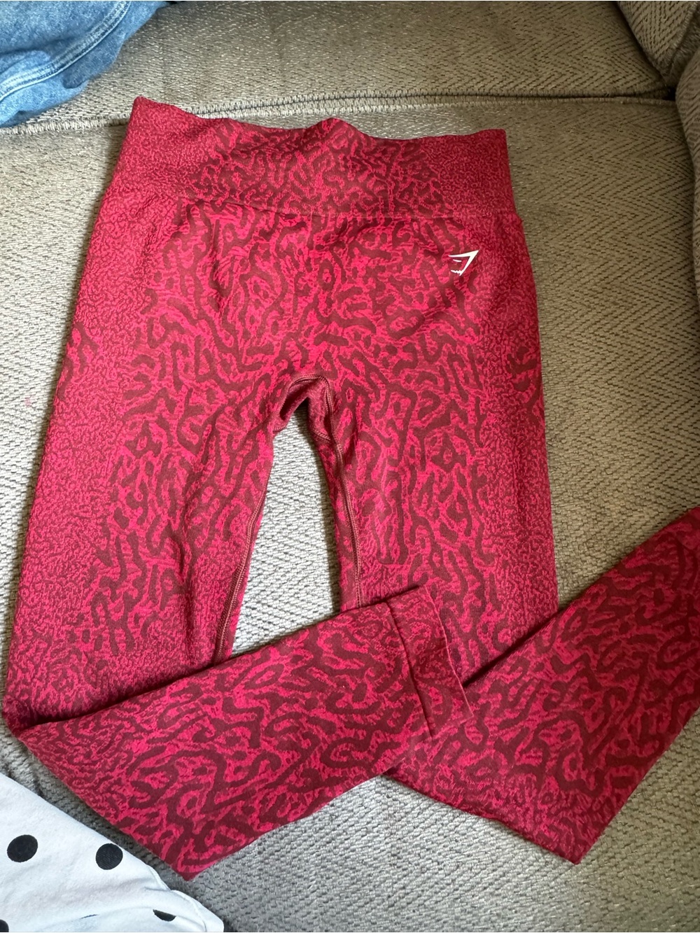 Gymshark Kids Burgundy Patterned High-Waist Leggings